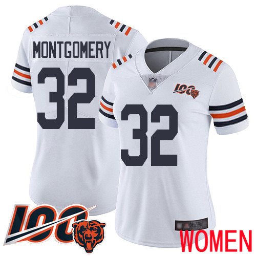 Chicago Bears Limited White Women David Montgomery Jersey NFL Football #32 100th Season